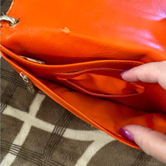 Shiraleah Chicago Orange Leather and Cream Jute Vintage Wrislet w/ Turnlock, EUC - Picture 4 of 4